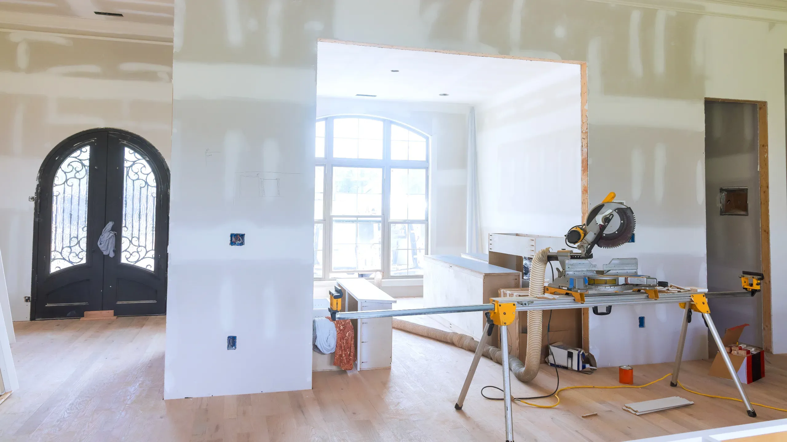 Interior decoration and renovation in a stylish house, showcasing modern design updates and home improvements. 