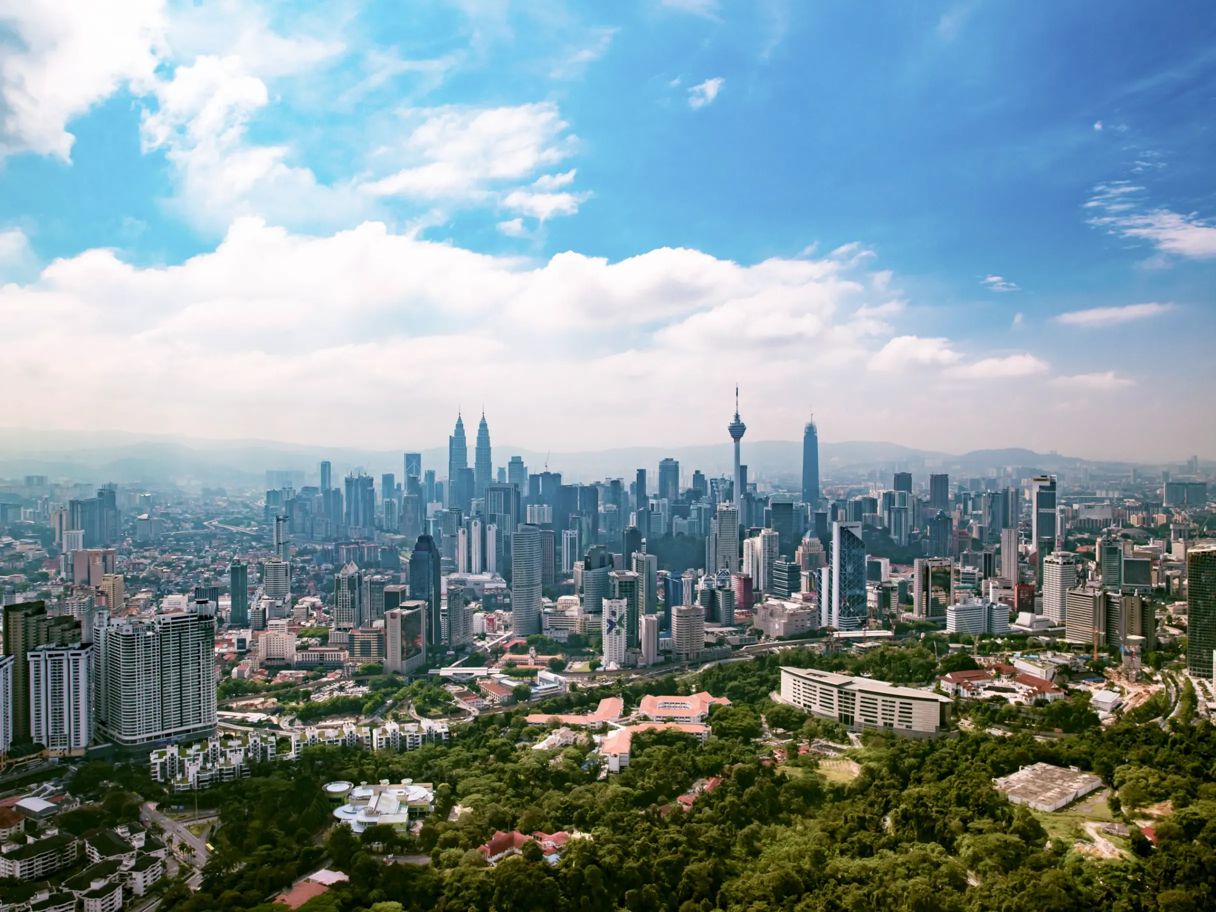 Aerial view of Kuala Lumpur and its surrounding areas