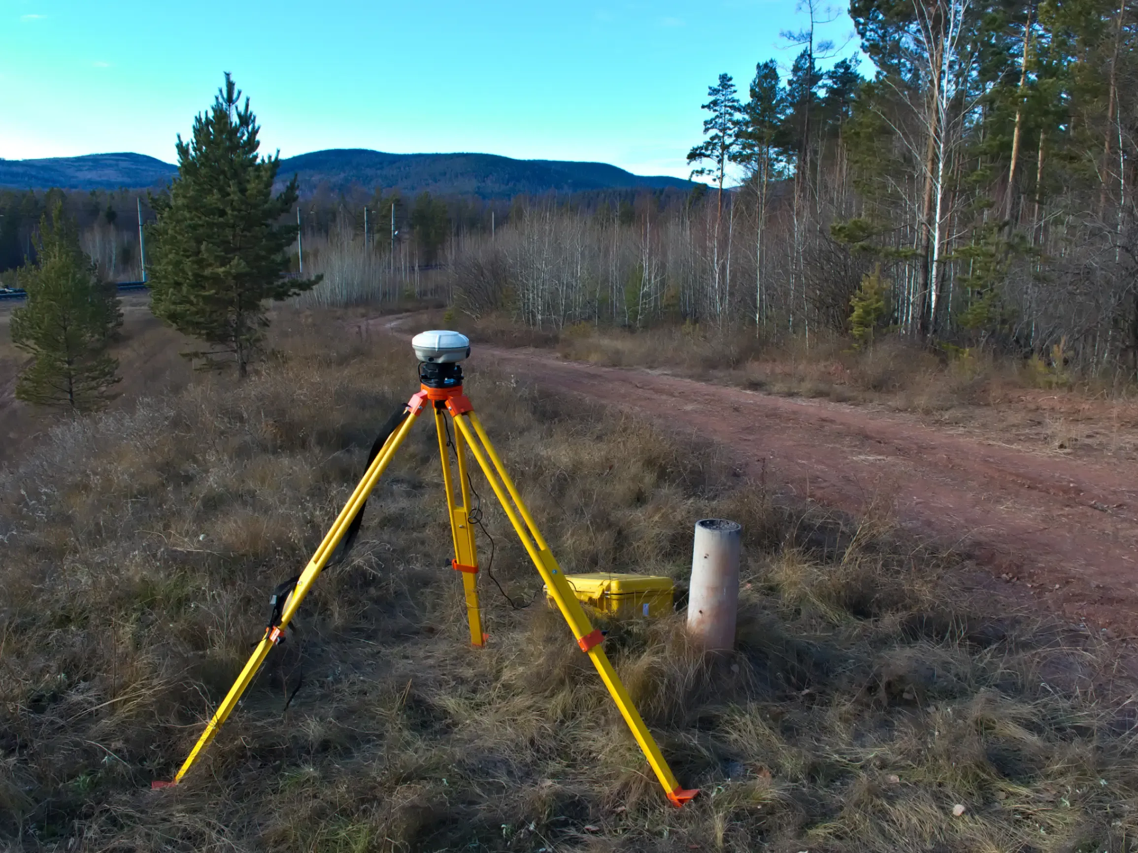 Engineering technology equipment set up in a field