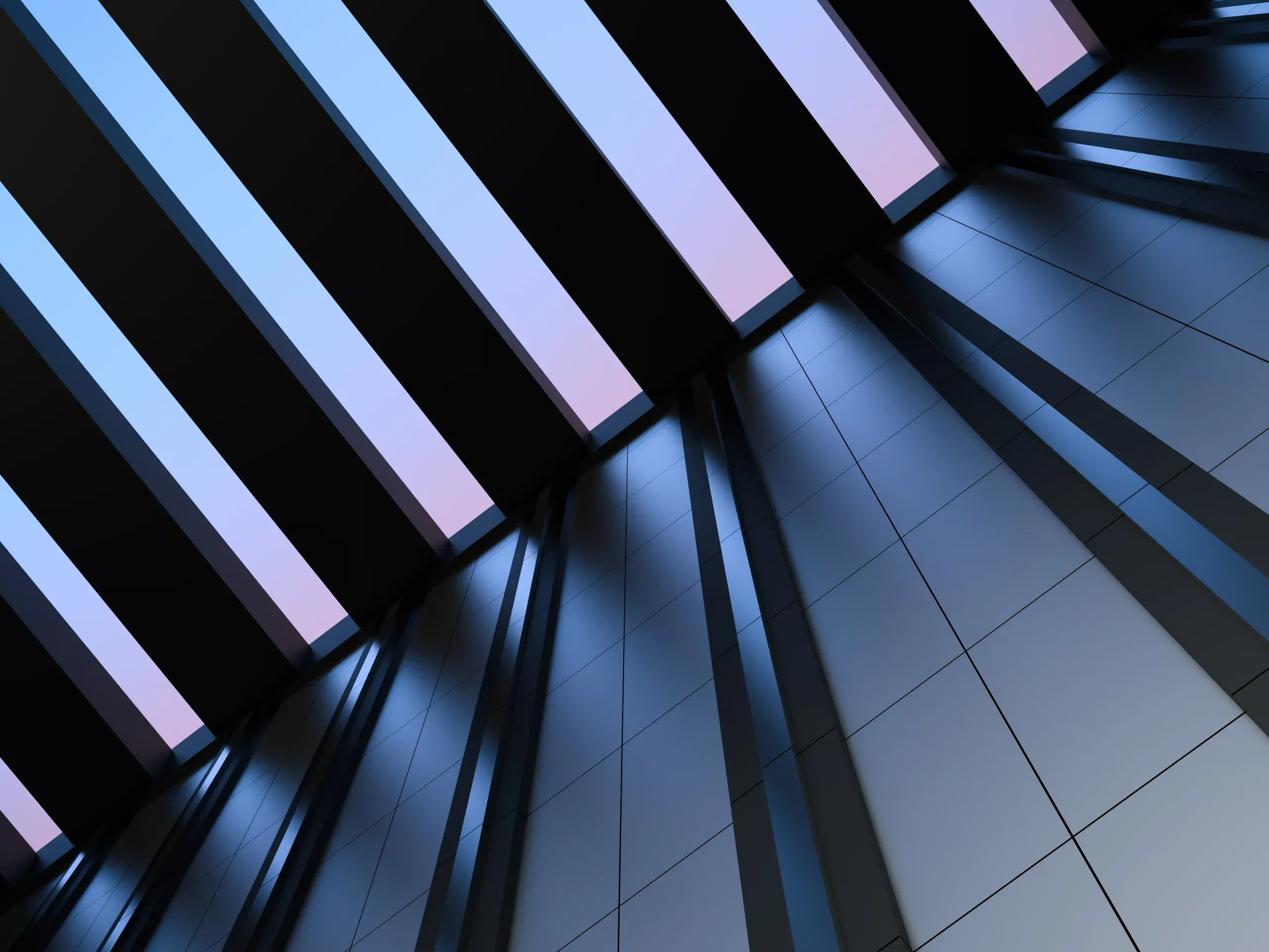 Futuristic business interior featuring sleek design, and innovative architectural elements. 