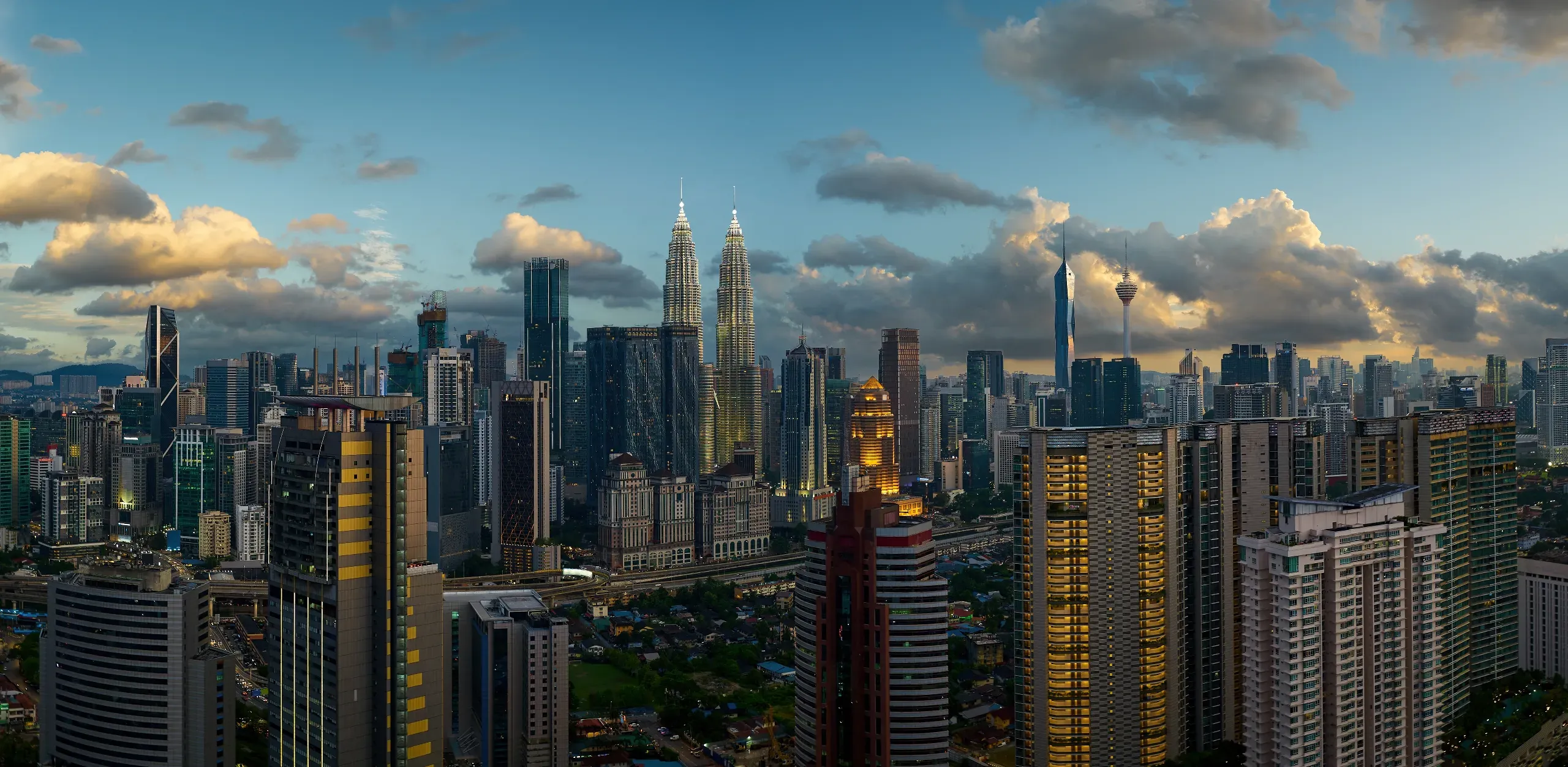Dramatic view of Kuala Lumpur’s city skyline