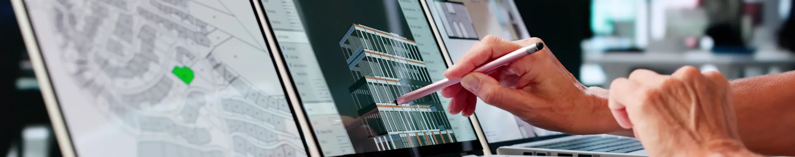 Professional developing a 3D design concept using digital technology and computer-based modelling tools. 